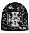"veil'  doodle black beanie